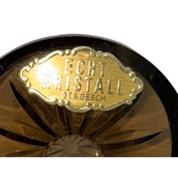 ECHT BLEIKRISTALL LEAD CRYSTAL CANDLE HOLDER AMBER GERMAN 2" DIAM - Picture 3 of 3